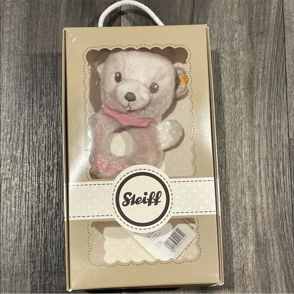 Brand New Steiff Hello Baby Leah Teddy Bear Grip Toy With Rattle Brown Bear - Picture 2 of 8